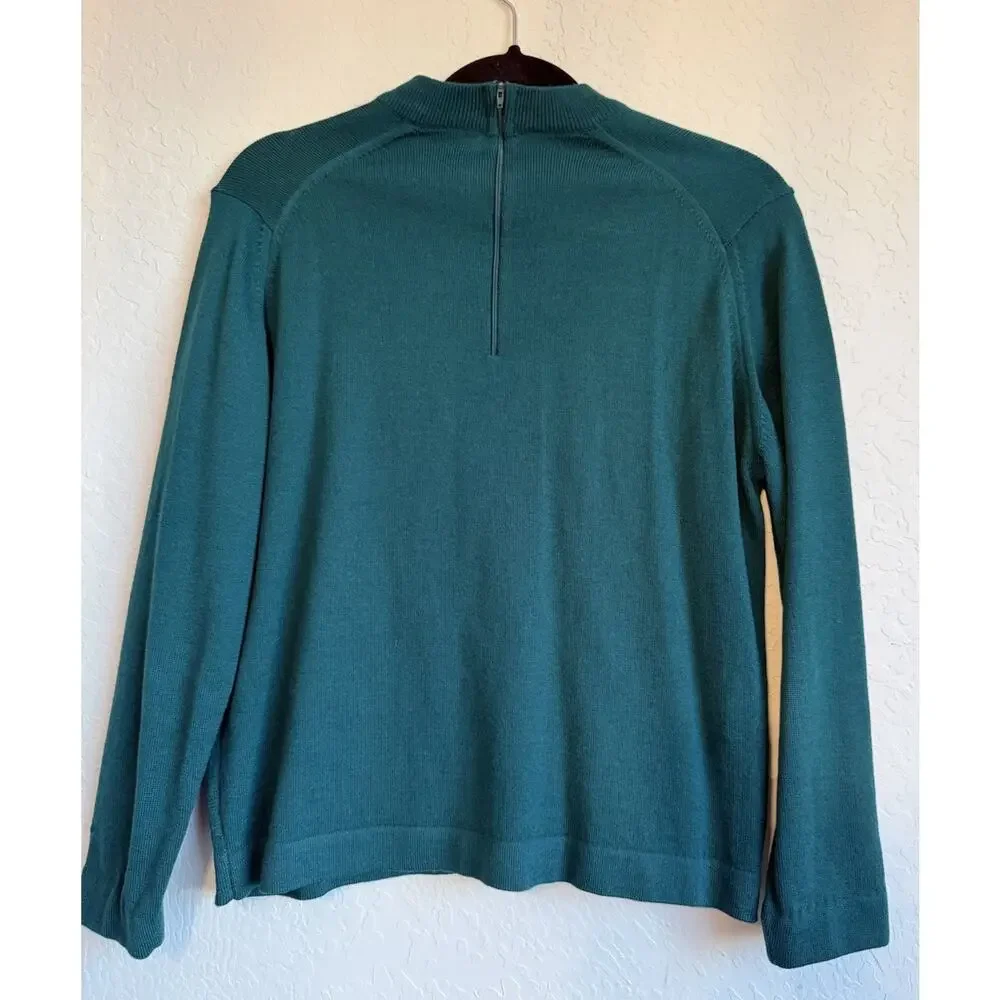 Vintage 1960s 70s Jantzen Green Mock Neck Sweater Men’s M Made USA